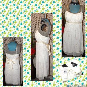 BCX Ivory Beige Sparkle Swirl Pattern Short Dress